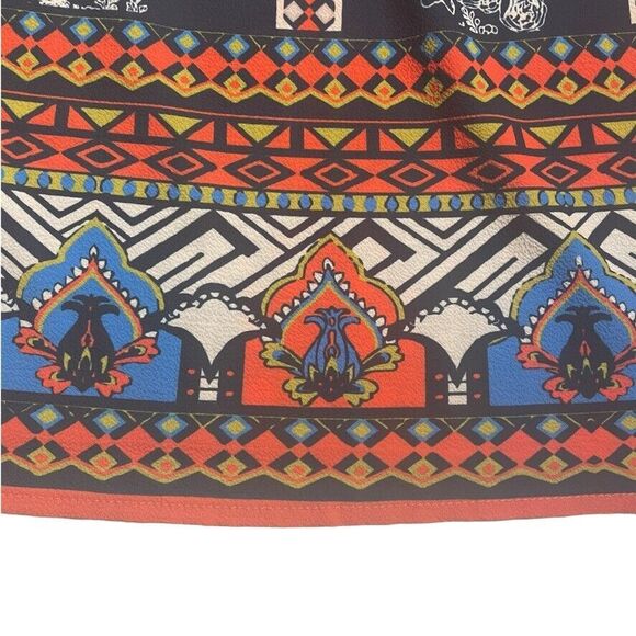 Jealous Tomato Off Shoulder LS Dress Aztec Floral Boho Artsy SMALL Above Knee - Picture 8 of 13